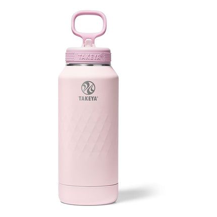 Takeya Sport 32 oz Triple-Insulated Stainless Steel Water Bottle – Leakproof, Sweatproof, BPA-Free, Keeps Drinks Cold 36 Hrs, Hot 14 Hrs – Peony