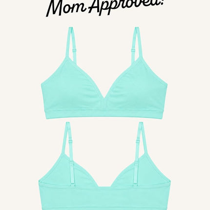 Fruit of the Loom Girls' Soft and Smooth Training Bra, Aruba Blue/Stellar Orchid/White, Small