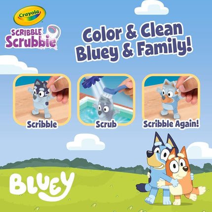 Crayola Scribble Scrubbies Bluey Poolside Playset (4 Carat) Bluey Toy Washable Kids Holiday for Toddlers with Bingo, Chile and Bandit, Age 3+