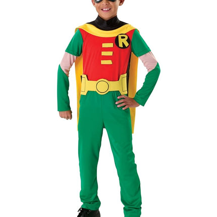 Rubies Official DC Comic Teen Titan Robin Kids Costume, Classic Super Hero Dress Up Medium Age 5-7 Halloween