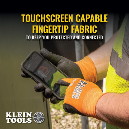 Klein Tools 60672 Work Gloves, Knit Dipped Cut Resistant ANSI A1 Nitrile Coated Gloves, Nylon-Spandex, Touchscreen Capable, Large, 1-Pair