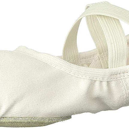 BLOCH Dance Zapatillas de ballet/zapatillas de lona elástica con suela dividida Performa para mujer, color blanco, talla 2.5 angosto