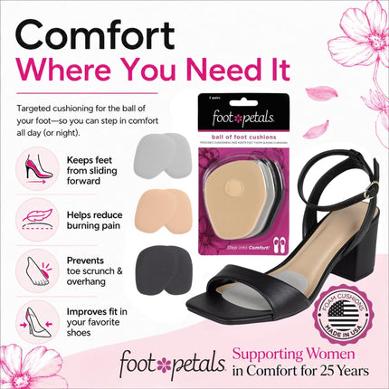 Foot Petals Women's Round, Ball of Foot Cushion, Black/Grey/Khaki Combo, One Size, Black/Grey/Khaki Combo, One Size