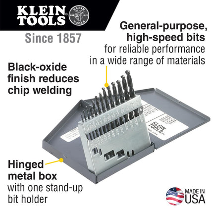 Klein Tools 53002 Regular-Point Drill-Bit Set, 13-Piece