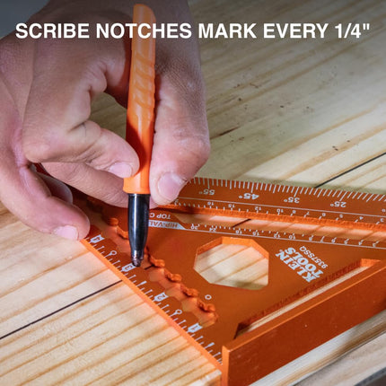 Klein Tools 9357SSQ Rafter Square, 7-Inch, Double Laser Etched Aluminum, Multi-Functional, Carpenter Measuring Layout Tool, Triangle Ruler for Woodworking