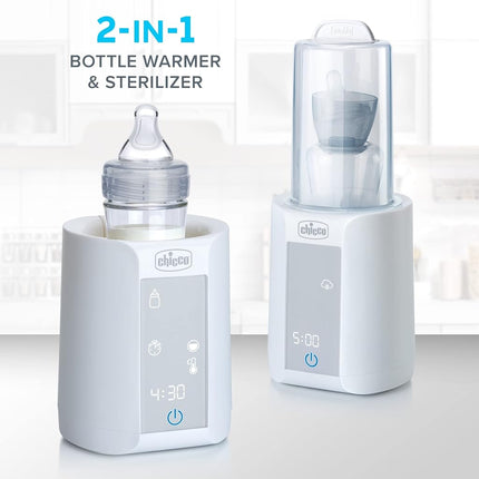 Chicco Digital Bottle Warmer & Sterilizer for Baby Bottles, Baby Food Jars, and Milk Bags | Eliminates 99.9% of Germs | 4 Heating Options | Digital Touchscreen| Automatic Shut-Off & Sound Alert