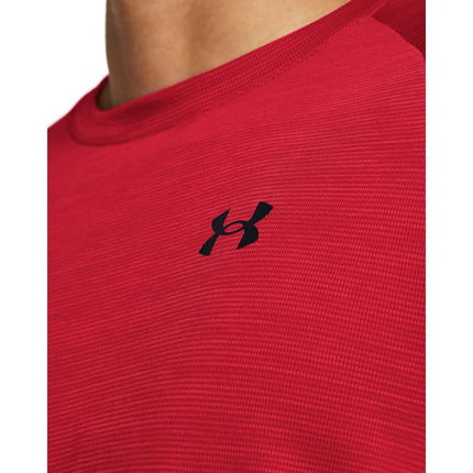 Under Armour - Mens Tech Textured Short Sleeve T-Shirt, Color Red/Black (600), Size: XXX-Large