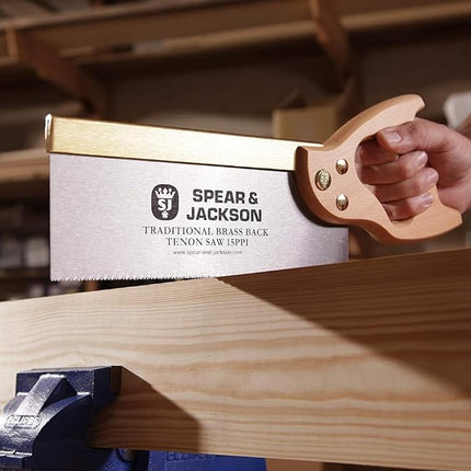 SPEAR & JACKSON Traditional Brass Back Tenon WOODSAW- FINE Finish 300MM SJ-9550B, Brown/Silver, 12" x 15"