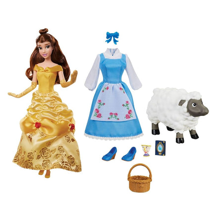 Muñeca Princesa Disney Store para niña (Bella de La Bella y la Bestia) de 28 cm, Incluye Libro para Colorear, Vestido Adicional, Muñeca Princesa con Atuendo Clásico, Juguetes de Princesas