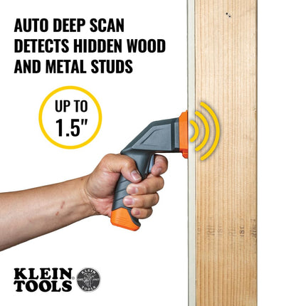Klein Tools ESF100 Electronic Stud Finder and Wall Scanner with Bubble Level, for Wood and Metal Studs, Bright Green LEDs, Batteries Included