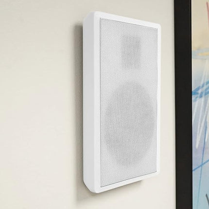 4 Altavoces delgados Rockville RockSlim blancos de 5,25" y 240W para cine en casa con montaje fácil en pared