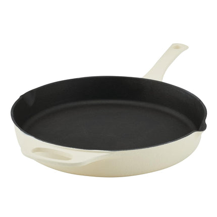 Rachael Ray Nitro Sartén de hierro fundido con asa auxiliar y boquillas, 30 cm, Rojo