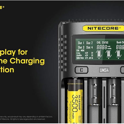 NITECORE UMS4 Intelligent USB 4-Slot Superb Battery Charger for Li-Ion, IMR, Ni-MH/Ni-Cd, 18650 26650