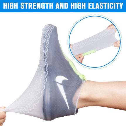 Shiwely Silicone Waterproof Shoe Covers, Upgrade Reusable Overshoes with Zipper, Resistant Rain Boots Non-Slip Washable Protection for Women, Men (M (Women 5-7, Men 5-6), White)