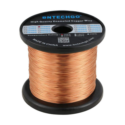 BNTECHGO 24AWG Magnet Wire 3lb Natural Enameled Copper Wire 0.0197"(0.50mm)