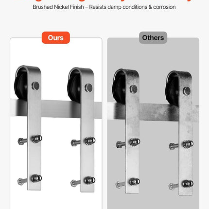 VEVOR 6.6FT Sliding Barn Door Hardware Kit, 330 LBS Weight Capacity, Compatible with 36 to 40 Inches Width & 1-3/8 to 1-3/4 Inches Thickness Single Sliding Barn Door, Durable Track & J-Shape Roller