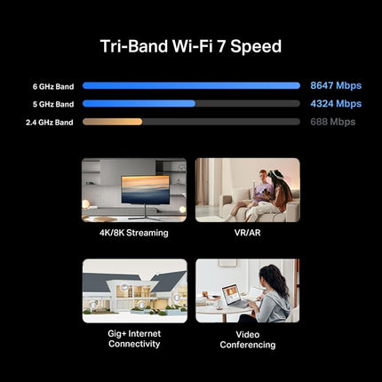 TP-Link Deco BE67 Tri-Band WiFi 7 BE14000 Whole Home Mesh System | 8-Stream 14Gbps | 1×10G+1×2.5G Multi-gig Wired Backhaul | Up to 8100 Sq.ft | VPN, HomeShield, MLO, 320 MHz, AI-Roaming (3-Pack)