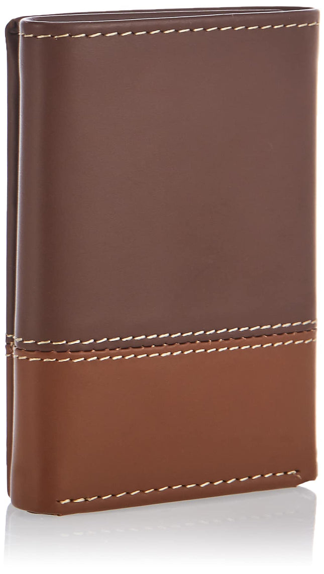 Billetera Trifold de Cuero para Hombre Timberland con Ventana de Identificación, Marrón/Canela, Talla Única