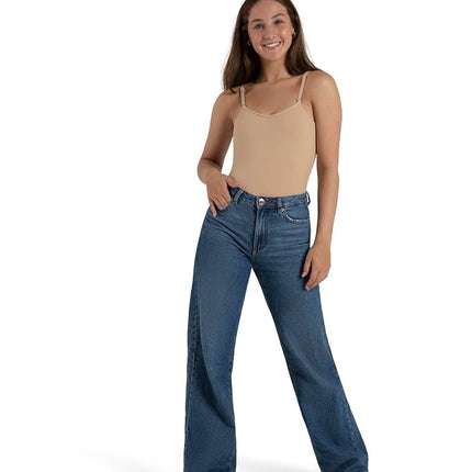 Capezio Girls' Adjustable Straps Team Basic Camisole Leotard – Comfortable Fit for Dance and Gymnastics, Moderate V Front and Back Design, Nude, Intermediate