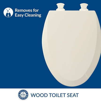 Bemis 1500EC346 Molded Wood Elongated Toilet Seat with Easy Clean and Change Hinge Biscuit/Linen
