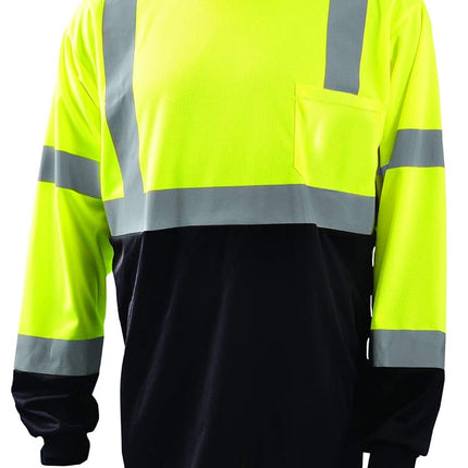 Camiseta OccuNomix extragrande de poliéster amarillo de alta visibilidad con parte inferior negra