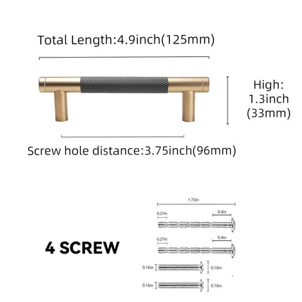 BUKOBYHE 10 Pack 3.75Inch Black and Champagne Bronze Kitchen Cabinet Handles Knurled Cabinet Pulls Black Drawer Pulls Kitchen Hardware