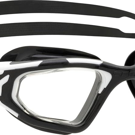 CRESSI Vortex Swimming Goggles - Anti-Fog Scratch-Resistant Swim Goggles - Flexible Nose Bridge for Adult Use - Watertight Seal for Open Water Swimming - Black/White Clear Lens