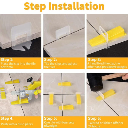 Tile Leveling System with Plier, 1200 Tile Spacers 1/16" and 300 Wedges
