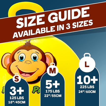 Flybar Hopper Ball for Kids, Inflatable Bouncy Ride-On Ball w/Handle for Indoor & Outdoor Active Play, Includes Pump, Jump Toy for Boys & Girls, Supports Up to 165 lbs, Ages 3+, 18-Inch, Small