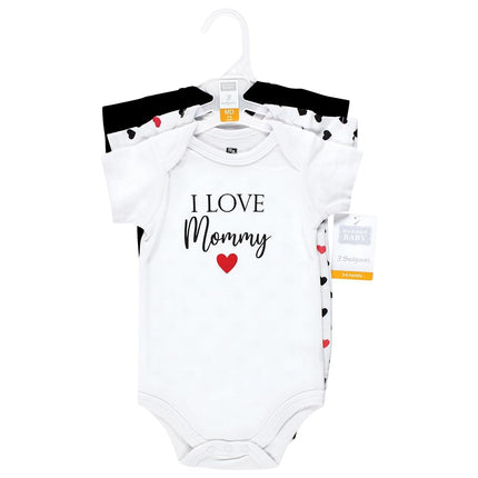 Hudson Baby unisex-baby Cotton Bodysuits, Girl Mommy Red Black 3pk, Preemie