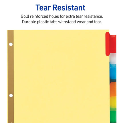 Avery 8-Tab Binder Dividers, Insertable Multicolor Big Tabs, 1 Set (11111)