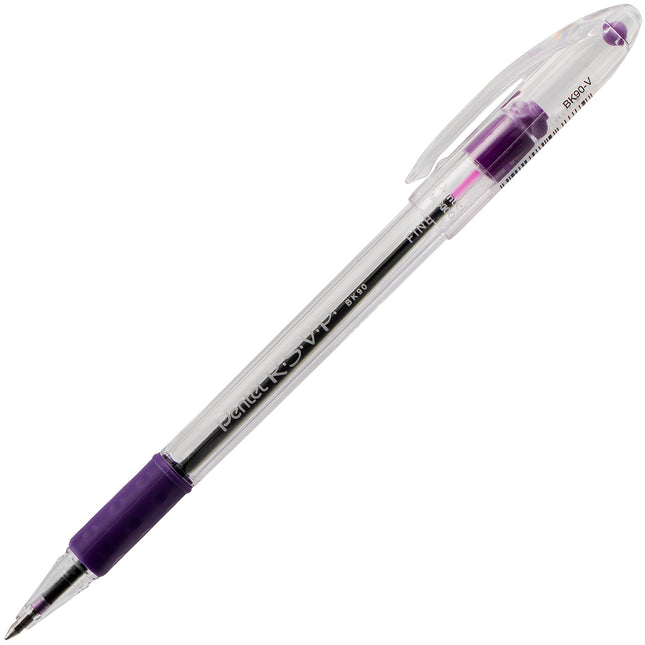 Stylo à bille Pentel R.S.V.P., pointe fine, encre violette, paquet de 2 (BK90BP2V)