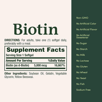 Nature's Bounty Biotin 5000 mcg Liquid Softgels 72 ea (Pack of 3)