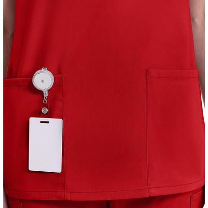 Uniforme médico Dickies EDS Signature para mujer, camiseta con cuello en V para mujer de popelina cepillada suave 86706, rojo, 4XL Plus