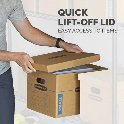 Bankers Box Large Classic Moving Box 5 Pack, Reinforced Handles, Tape-Free Assembly, Box with Lid, 21-in x 17-in x 17-in (7718201)