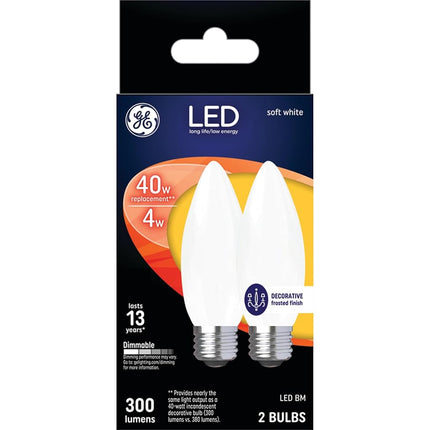 GE LED Light Bulbs, 40 Watt, Soft White, Frosted Decorative Bulbs, Medium Base (2 Pack)