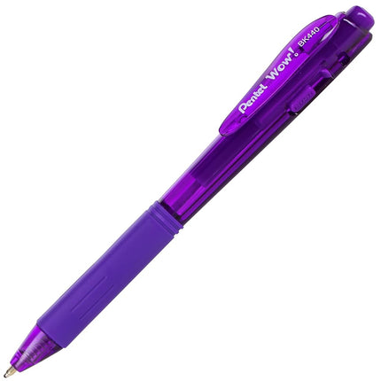 Pentel BK440 Retractable Ballpoint Pen and Ergonomic Triangular Grip Zone Pack of 12 Purple