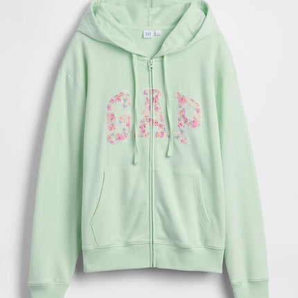 GAP Women's Logo Hoodie Hooded Full Zip Sweatshirt, Pod Green, XXS