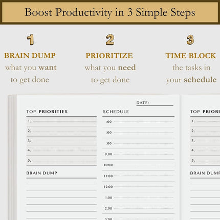 Timely Planner – Time Blocking Planner and Time Box Planner. Blank Hourly, Daily, and Monthly Schedule. 6 Month Supply, Undated. Time Management, Productivity and Focus Hack. 8.3" X 5.8" (Black)