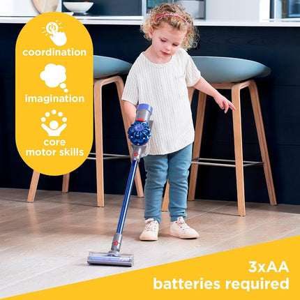 Casdon Dyson Cordless Toy Vacuum Cleaner Interactive & Officially Licensed Toy for Children Aged 3+ Realistic Role-Play Fun, Blue