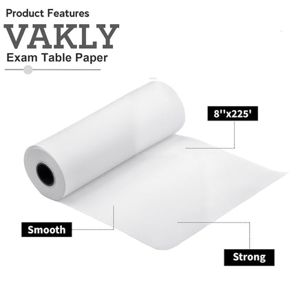 (2) - Vakly 20cm x 225' Smooth Headrest Paper/Exam Table Paper (2 Pack)