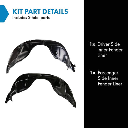 TRQ Inner Fender Liner Set Compatible with 2016-2018 Lexus ES300h ES350