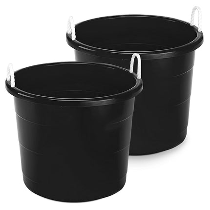 Tinas Homz con Asa de Cuerda, Negro, Juego de 2