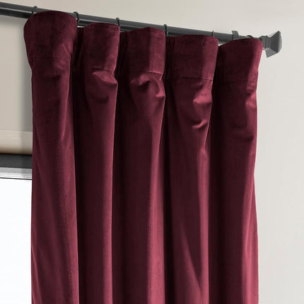 HPD Half Price Drapes Heritage Plush Velvet 120 Inches Long Darkening Curtains for Bedroom & Living Room 50W x 120L, (1 Panel), Dark Merlot, 50" W x 120" L (Pack of 1)