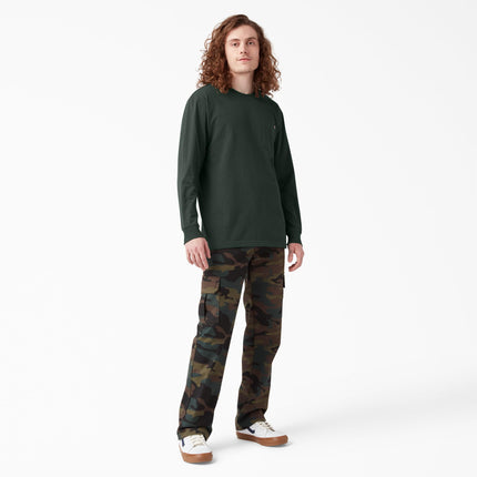 Dickies Camiseta de manga larga de cuello redondo de peso pesado para hombre, talla grande-alta, verde cazador, XXXL/alta