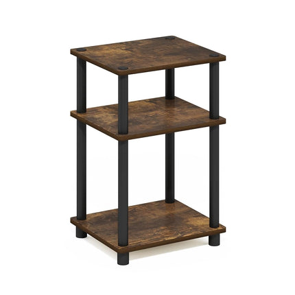 Furinno JUST Side Table, 3-Tier End Table, Open Shelves Night Stand, Bedside Table, Toolless Assembly, for Living Room, Bedroom, Amber Pine
