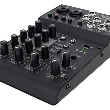 Rockville RockMix 4 4-Channel Mixer with USB Interface, 2-Band EQ, Phantom Power, Loopback Switch, Compact Design, for Recording and Streaming