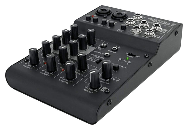 Rockville RockMix 4 4-Channel Mixer with USB Interface, 2-Band EQ, Phantom Power, Loopback Switch, Compact Design, for Recording and Streaming