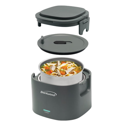 Brentwood 110V 50W 0.6L Portable Leakproof Electric Lunch Box Food Warmer (Gray)