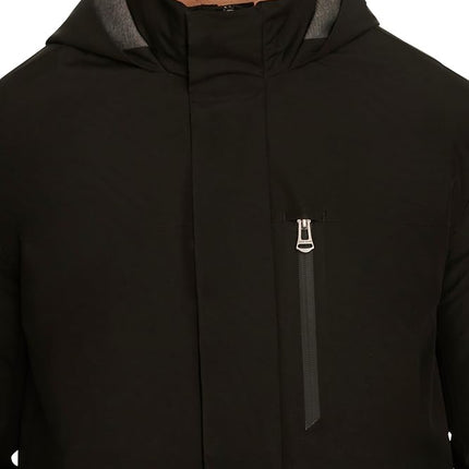 Chaqueta Parka Cole Haan de manga corta para hombre, Soft Rain, Negra, XL